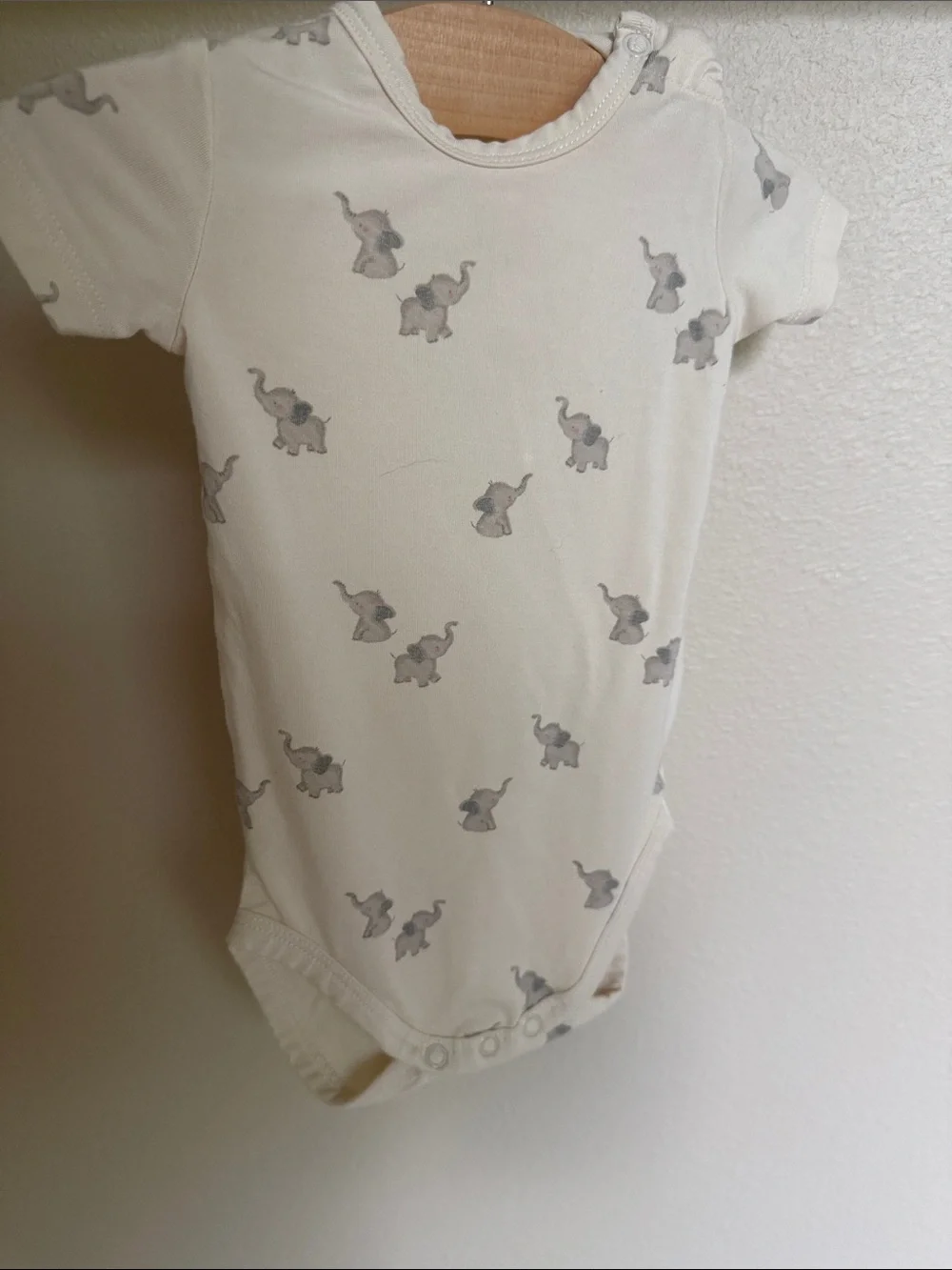 Quincy Mae Cream One-Piece with Gray Elephant Print